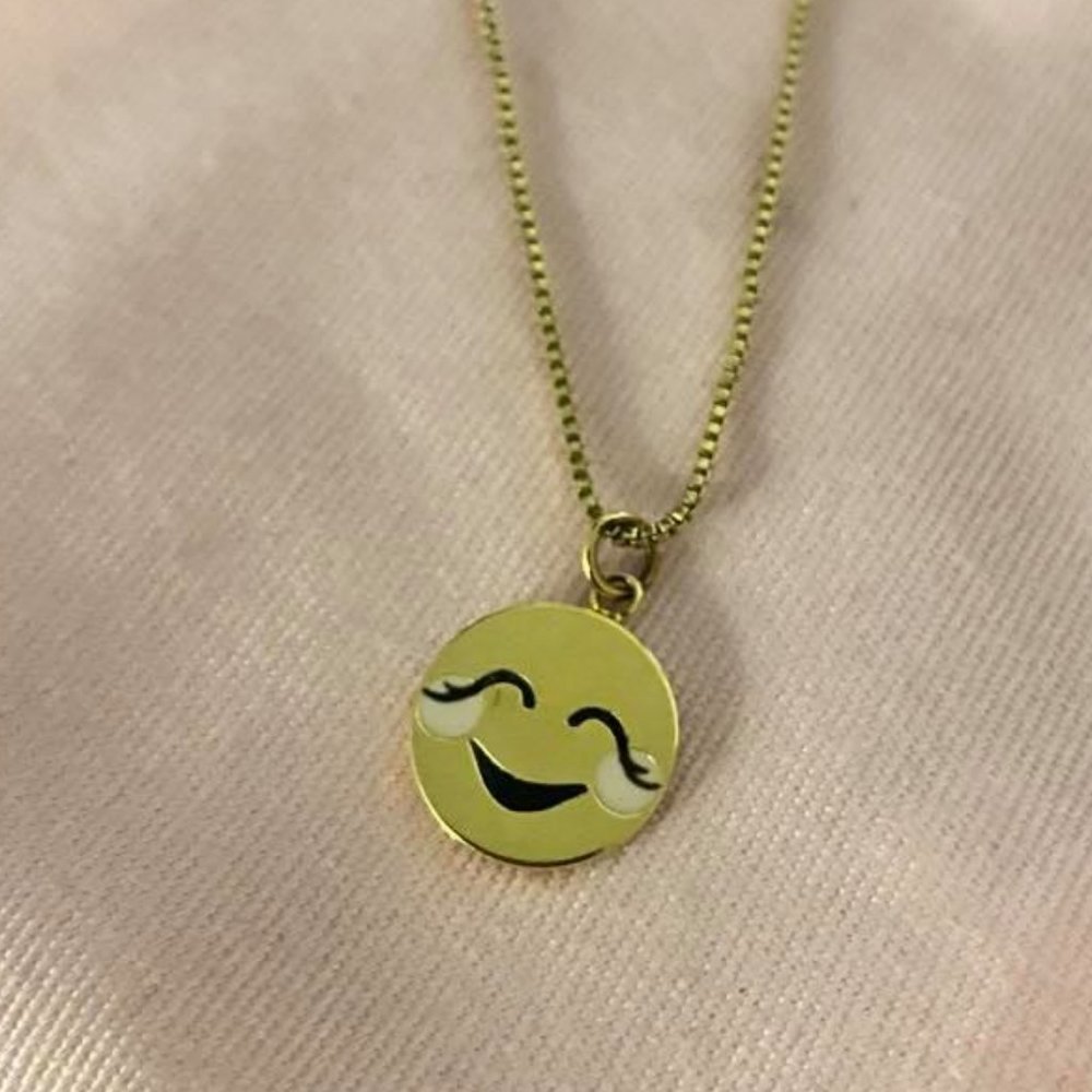 Kate Spade Tickled Pink Smiley Face Necklace